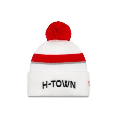 White Houston Rockets Hat - New Era NBA 2019 NBA Authentics City Series Pom Knit Beanie USA8741639